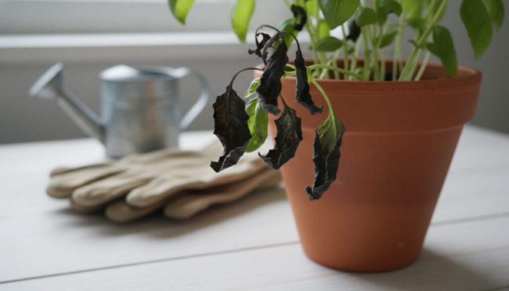 feuilles noir basilic